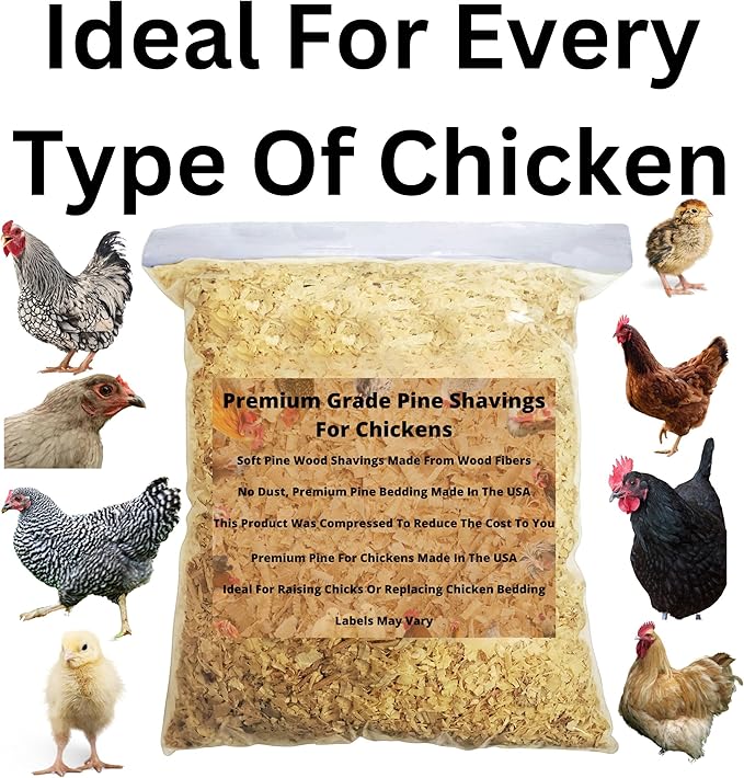 Premium Pine Bedding | Dust Free, Soft Shavings | All Natural | Chicken Coops | Animal Bedding | Small Animals | Odor Control (8 Quart)