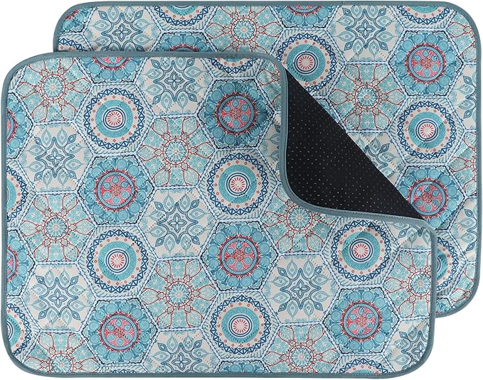 IEUUMLER Washable Pee Pads for Dogs, 2 Pack Non-Slip & Waterproof Pack Whelping Pad, Reusable Washable Puppy Potty Training Pad with Fast Absorbent for Playpen EU007 (Green Medallion, 36"X41"-2pcs)
