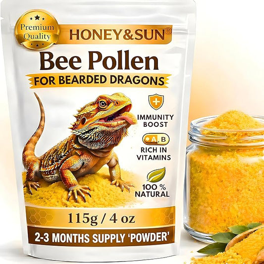 HONEY&SUN® (4oz) Organic Bee Pollen Powder – Bearded Dragon Food Topper & Reptile Vitamins, 100% Pure Natural Supplement for Healthy Skin & Color