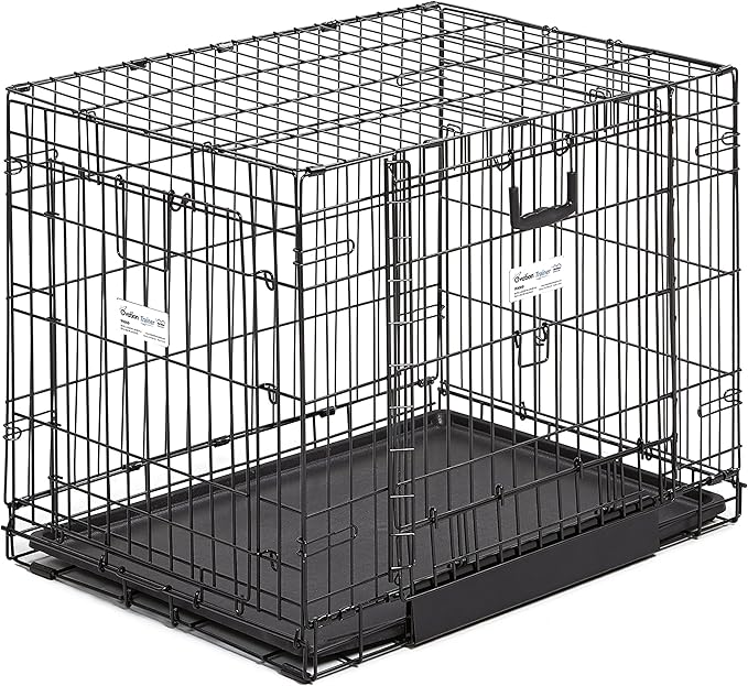 MidWest Homes for Pets Medium Ovation Double Door 30-inch Folding Metal Dog Crate, Front and Up & Away Side Doors, Space-Saving Design