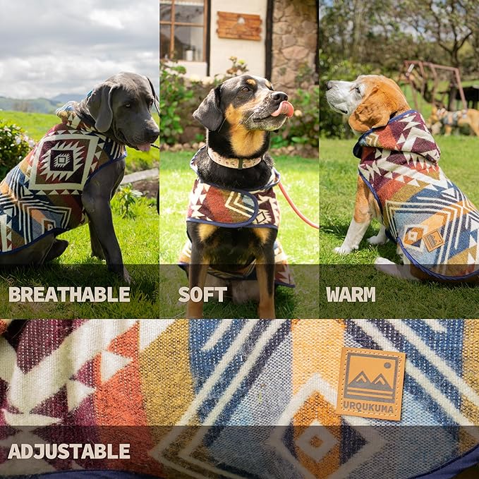 Dog Clothes for Large Dogs - Hand Made Sweater - Dog Poncho - Knitted by Artisans in The Heart of The Mountains of Ecuador - Winter Hoodie Outfit - Pet Costume