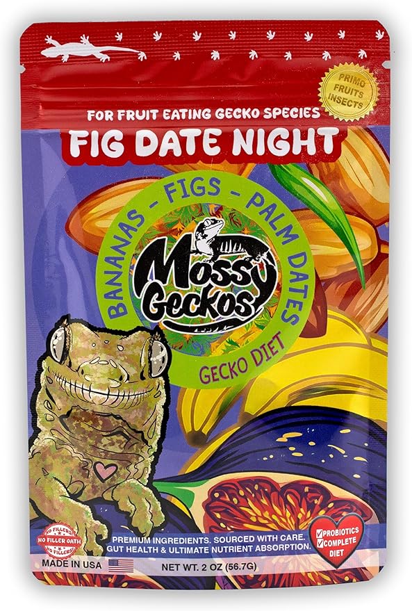 Complete Gecko Diet for Fruit and Insect Eating Geckos, 2 oz & 16 oz, with Human-Grade Dried Fruit, Probiotics and Vitamins (2 oz, Fig Date Night - Fig, Date & Banana)