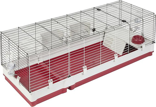 Midwest Homes for Pets Deluxe Rabbit & Guinea Pig Cage, XX-Large, White & Red