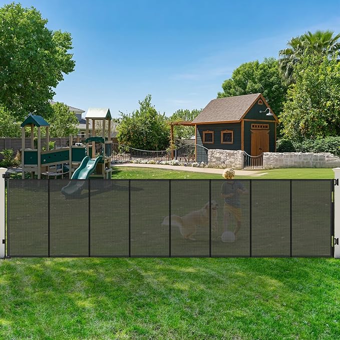 275" Extra Long Baby Gate Retractable Dog Gate, 23ft Retractable Baby Gates Extra Wide Driveway Gate, Reinforced 48" Extra Tall Pet Gate Outdoor Retractable Fence, Garage Gate Wide Dog Gate, Black