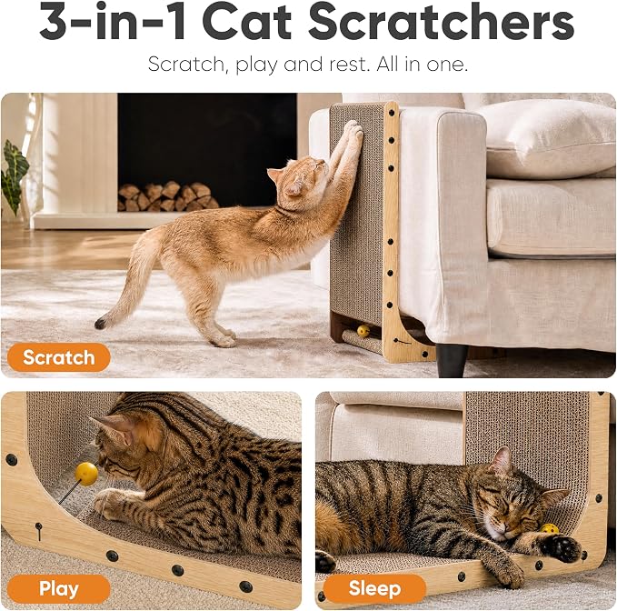 FUKUMARU Cat Scratcher 2 Packs, 25 Inch Cat Scratching Boards, L Shaped Pad - Image 3