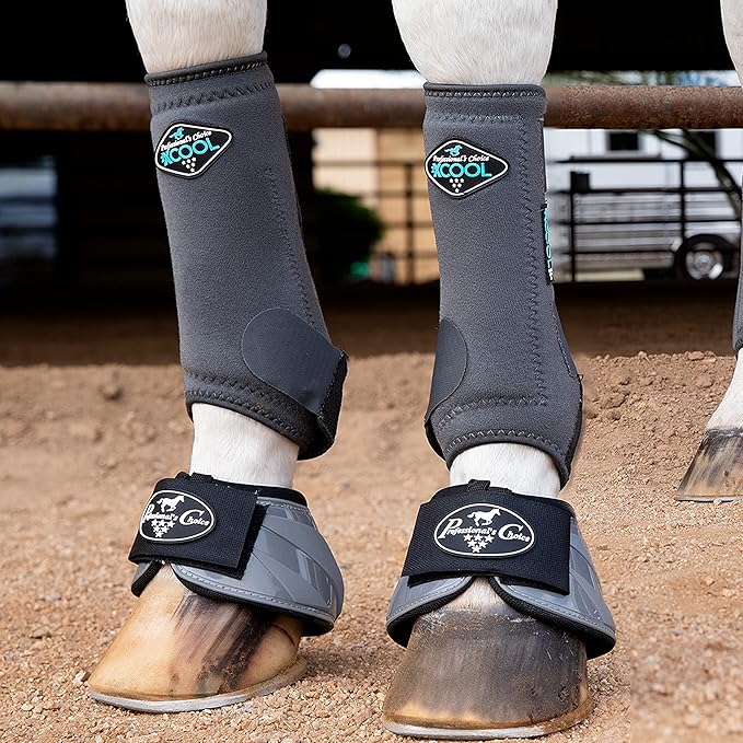 Professional's Choice 2XCOOL Sports Medicine Horse Boots | Protective & Breathable Design for Ultimate Comfort, Durability & Cooling in Active Horses | 2 Pack Large Charcoal