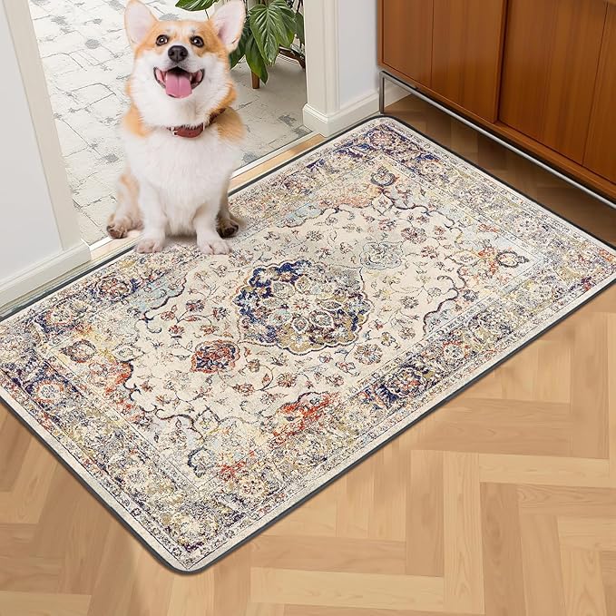 SCLOSE Washable Pee Pads for Dogs 2 Pack, 36" x 24" Reusable Puppy Pads Waterproof, Super Absorbent Dog Rugs, Leakproof, Dog Crate Pad, Playpen Mat, Whelping Pads, Vintage Medallion