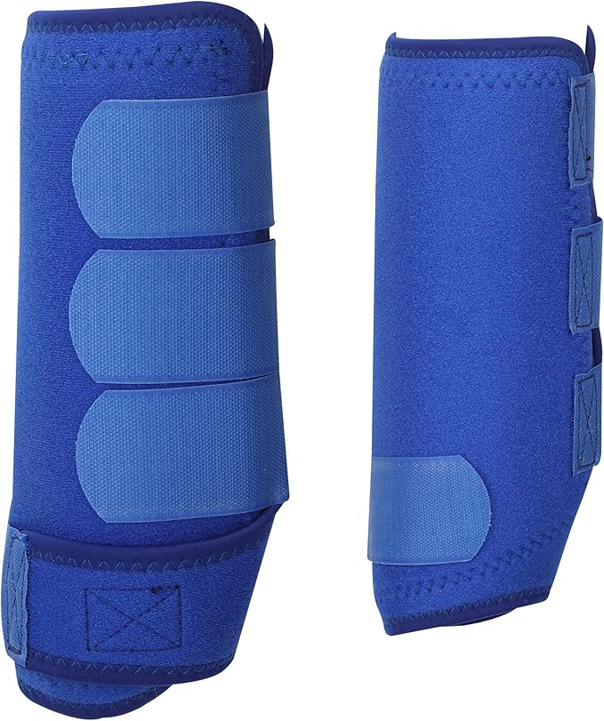 Medicine Horse Boots Splint Boots for Horses Protective Lower Limb Brushing Boots Front Hind Leg Protection Gear Set of 4 (Blue, Large)