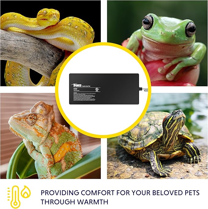 iPower 8 by 18-Inch 24W Reptile Heat Mat, LCD Digital Aquarium Thermometer, Under Tank Warmer Terrarium Heat Pad for Turtles Lizards Frogs and Other Small Animals, Multi Sizes