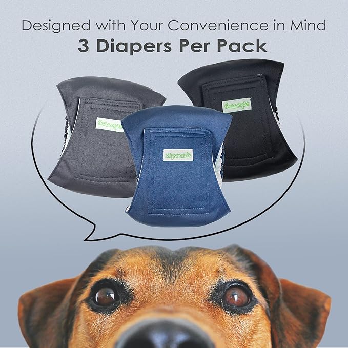 wegreeco Washable Male Dog Belly Band (Stylish Pattern)- Pack of 3 - Washable Male Dog Belly Wrap, Dog Diapers Male (Black, Charcoal, Navy, XX-Large)