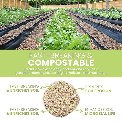 Garden Bed Organic Soil Conditioner - Hemp HURD Garden Mulch - Eco Friendly Potting Soil Aid - Moisture Retaining - Weed Suppressor - Perfect for Flowers & Vegetables - Grown in The US - 10 lbs.