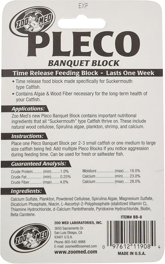 Zoo Med Laboratories AZMBB8 Pleco Banquet Block Black 0.45 Ounce (Pack of 1)