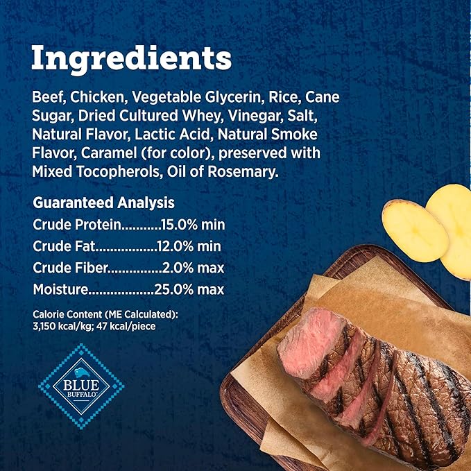 Blue Buffalo True Chews Premium Jerky Cuts Dog Treats, Made in the USA with Natural Ingredients, Beef, 10-oz Bag (Pack of 6)