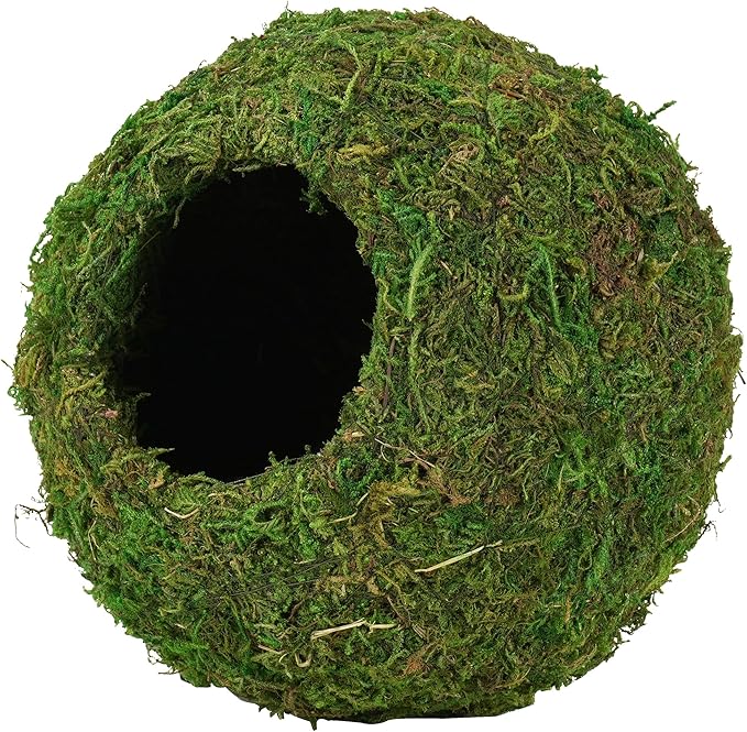 USMOLA Mossy Caves, Artificial Green Moss Caves Hide for Pet Reptile Frogs and Snakes, Terrarium & Vivarium Decor, Crested Gecko Tank Decor (4" - Woodland Green)