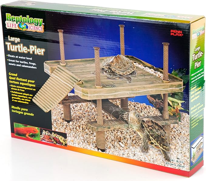 Penn-Plax Reptology Aquatic Turtle Pier and Basking Platform | Floating Above Tank | Decorative, Functional, and Naturally Inspired for Aquariums and Terrariums | Large Size (REP603)