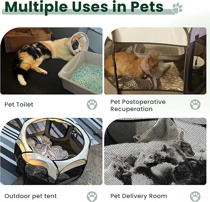 Love's cabin Pet Puppy Dog Playpen, Small Dog Tent Crates Cage Indoor/Outdoor, Portable Playpen for Cat, Foldable Pop Up Dog Kennel Playpen with Carring Case, Removable Zipper Top, Moss Green