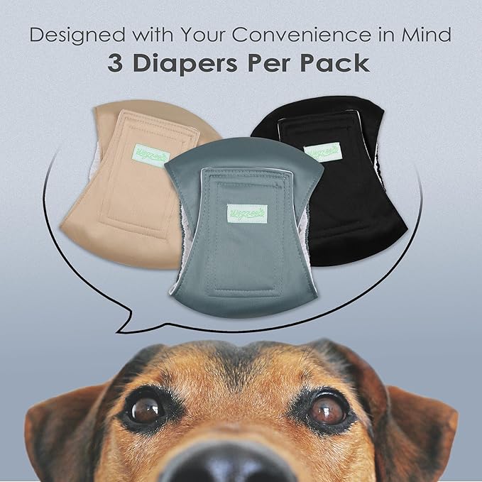 wegreeco Washable Male Dog Belly Band (Stylish Pattern)- Pack of 3 - Washable Male Dog Belly Wrap, Dog Diapers Male (Black, Blue, Coffee, X-Large)