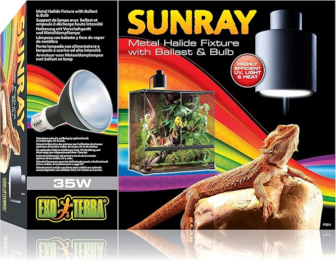 Exo Terra Sunray Light Fixture & Light Bulb, Reptile Terrarium Lamp, 35 Watts, PT2315