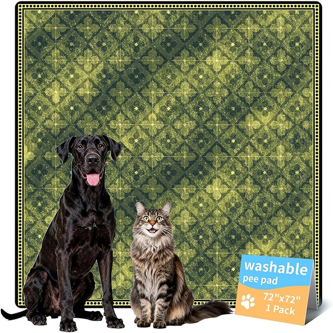 Washable Pee Pads for Dogs, Reusable Puppy Potty Training Pads, Ultra-Absorbent Thick Waterproof Leak-Proof Non-Slip Pads & Mat for Crate, Playpen, Floor, Whelping & Housebreaking , 1 Pack 72"x72"