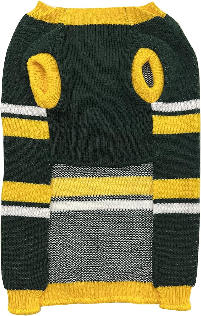 NFL Green Bay Packers Dog Sweater, Size Medium. Warm and Cozy Knit Pet Sweater with NFL Team Logo, Best Puppy Sweater for Large and Small Dogs