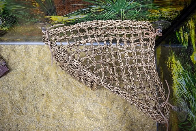 Penn-Plax Reptology Lizard Lounger Corner Triangle with Ladder– 100% Natural Seagrass Fiber – Great for Bearded Dragons, Anoles, Geckos, and Other Reptiles – Large