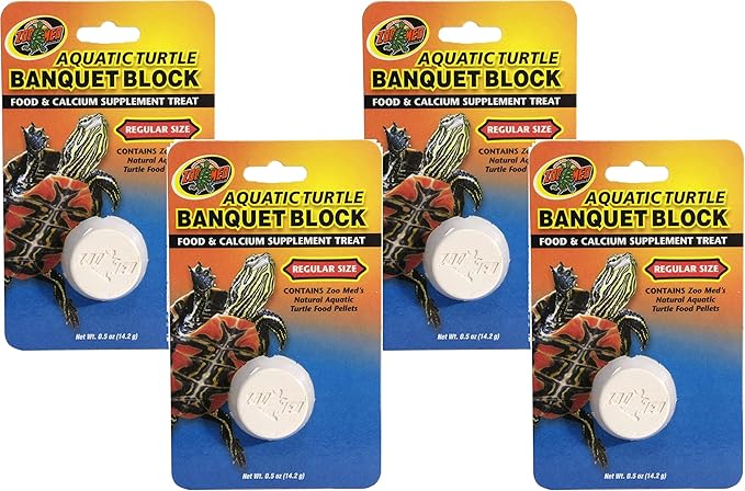 Zoo Med 4 Pack of Aquatic Turtle Banquet Block Supplement Treats, Size Regular