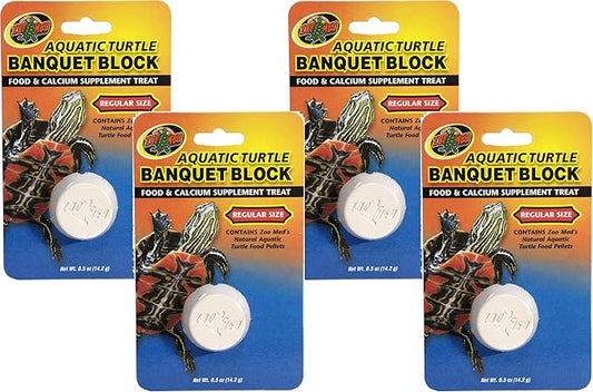 Zoo Med 4 Pack of Aquatic Turtle Banquet Block Supplement Treats, Size Regular