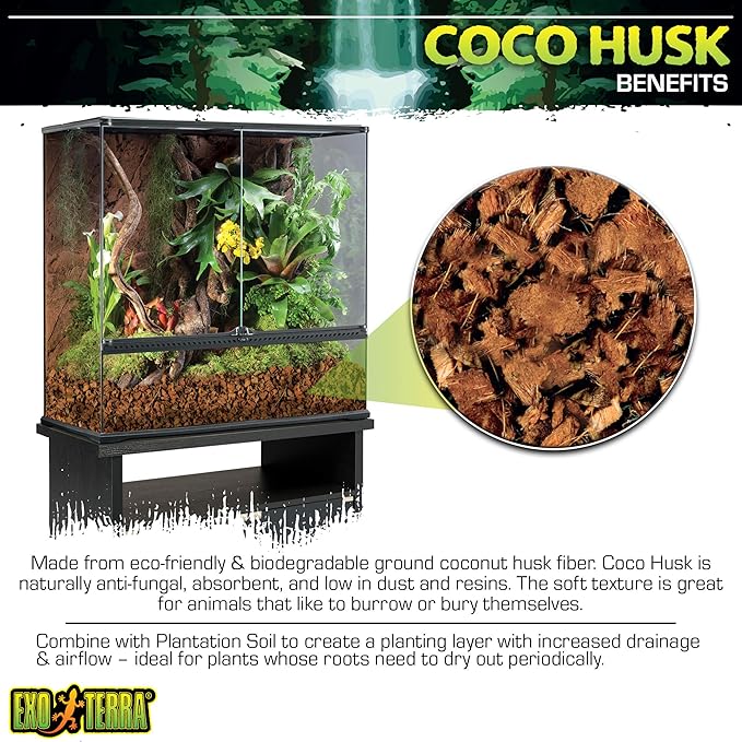 Exo Terra Coco Husk Brick,8 QT (8.8 L) – Natural Coconut Fiber Terrarium Substrate for Reptiles,Amphibians & Tropical Enclosures,(Pack of 3)