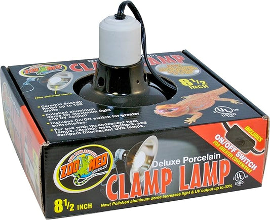 DLX Porcelain Clamp Lamp (Blk UL Listed) 8.5