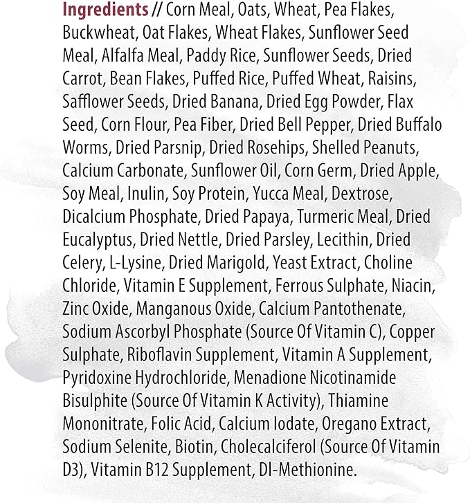Witte Molen Pure Hamster Food Seed Mixture Mealworms, Sunflower Seeds, Puffed Rice, Grape Nuts, No Artificial Preservatives Dry Food, 1.7 lbs (2 Pack)
