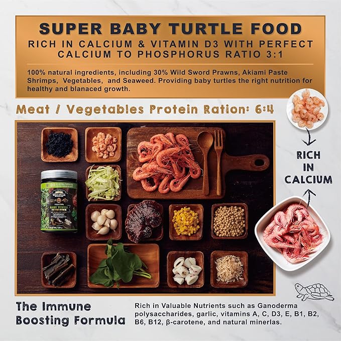 Ultra Fresh Floating Turtle Food, All Natural Ingredients, Wild Sword Prawn, Calcium Vitamin D Enriched for Picky Aquatic Baby Turtles, Nutri Stick 3.35 oz