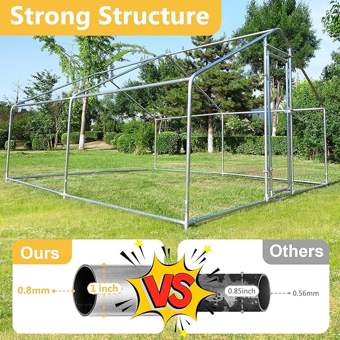 Large Chicken Coop Metal Chicken Runs for Yard with Cover Outdoor Pet Pens Poultry Cage Duck Rabbit House Backyard Use