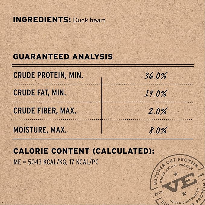 Vital Essentials Freeze Dried Raw Duck Hearts Dog Treats | Single Ingredient | Premium Quality | Grain Free Treats for Dogs, 10 oz Bag