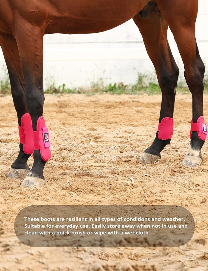 Harrison Howard Horse Tendon Boots Open Front/Fetlock Boot for Horse Protective Boots for Jumping, Trail Riding Set of 4