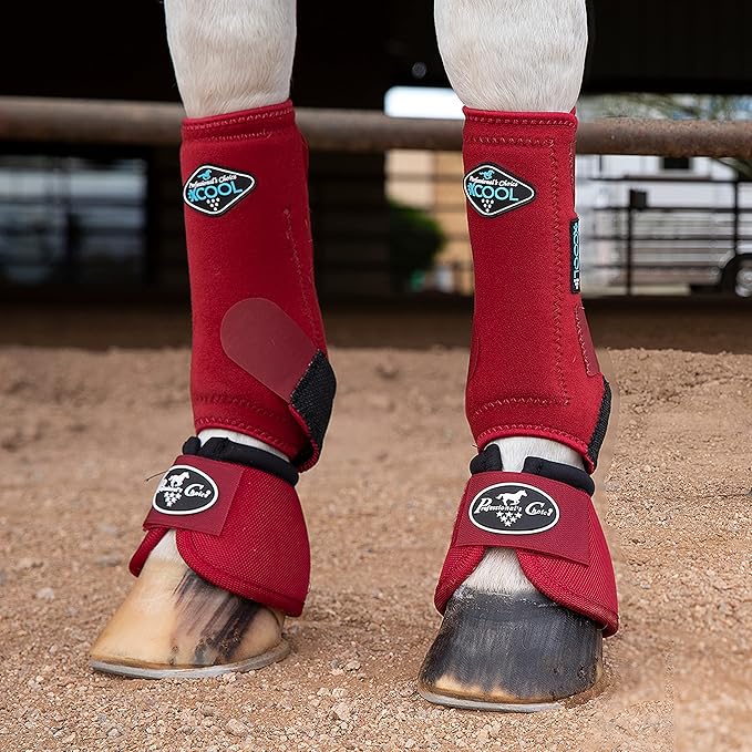 Professional's Choice 2XCOOL Sports Medicine Horse Boots | Protective & Breathable Design for Ultimate Comfort, Durability & Cooling in Active Horses | 2 Pack Large Crimson Red