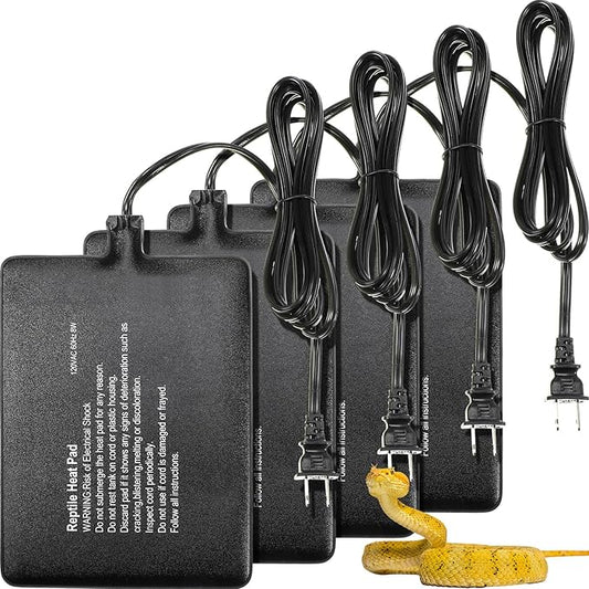 ROCEEI 4 Pcs 6" x 8" Reptile Heat Pad 8W 120V Under Tank Terrarium Heating Mat Heater Waterproof Hermit Crab Heating Pad for Turtle, Lizard, Frog, Snake, 10-20 Gallon Reptile Tank