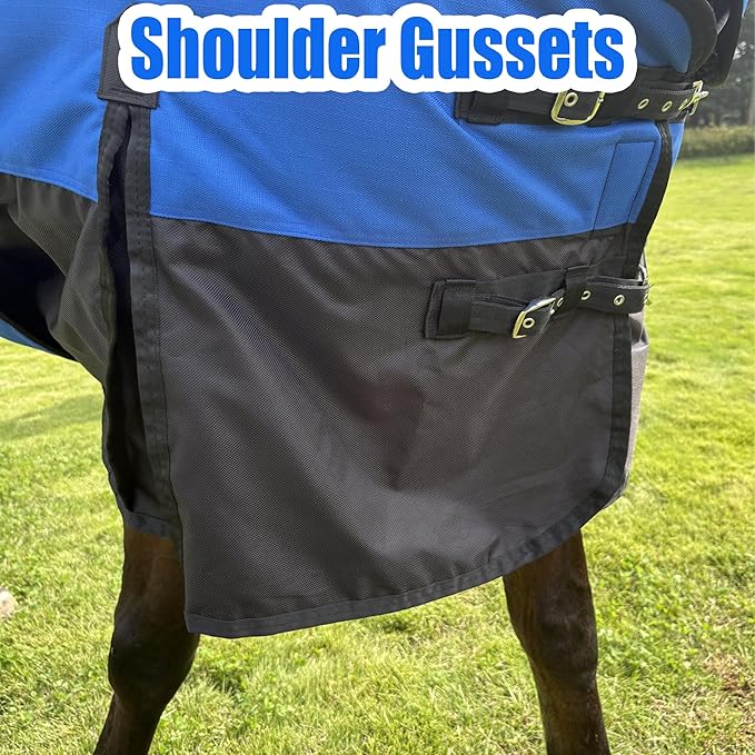 Horse Turnout Blanket, 1680 D Horses Blanket with Detachable Neck Cover, 220g Filling Medium Weight Blankets, Waterproof Snow Proof Blanket for Horses