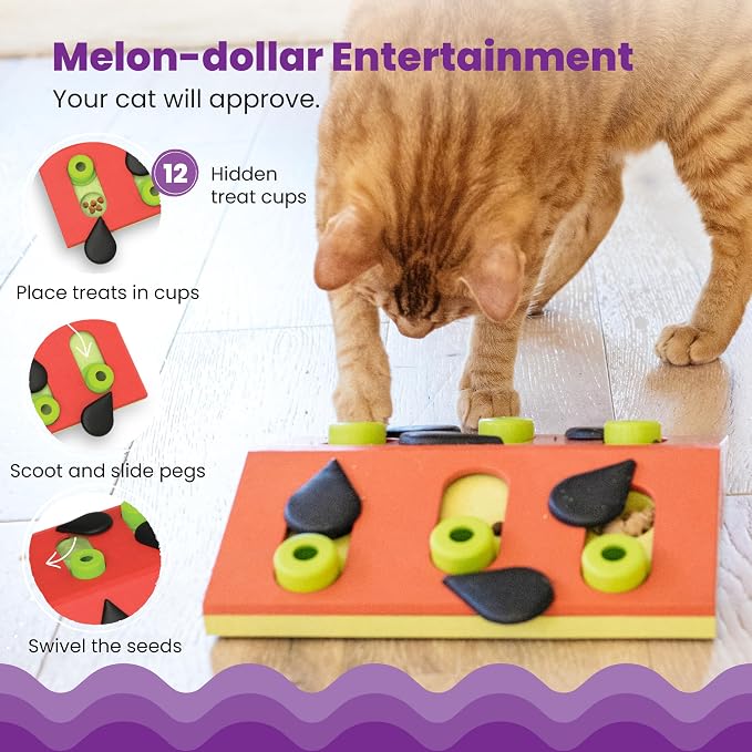 Catstages Nina Ottosson Melon Madness Puzzle & Play Cat Toy, 10.6" - Image 3