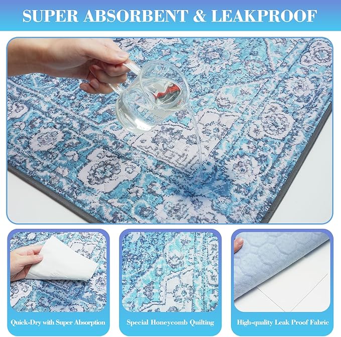 Dogcator Ocean-Blue Non-Slip Dog Washable Pee Pad Extra Large 72" x 72", Reusable Pet Training Pad for Dogs, Cats, and Puppies
