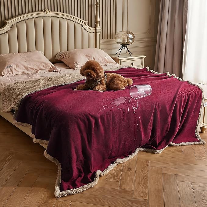 Kritter Planet Waterproof Bed Blanket for Couples, Washable Stain Proof Pad Bed Cover, Reversible Leakproof Protector, Liquid Pee Proof Blanket for Couch Sofa, 80x90 inch, King Size