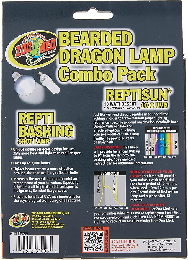 Zoo Med Bearded Dragon Lamp Combo Pack Pack of 2 Bulbs