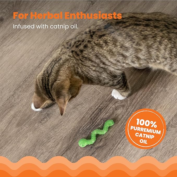 Catstages OrkaKat Wiggle Worm Dental Cat Chew Toy with Catnip, 3.8" - Image 3