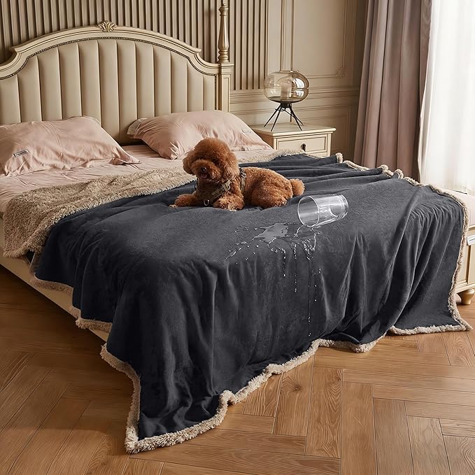 Kritter Planet Waterproof Bed Blanket for Dogs, Washable Stain Proof Pad Bed Cover, Reversible Leakproof Furniture Protector, Liquid Pee Proof Blanket for Couch Sofa, 80x60 inch, Queen Size