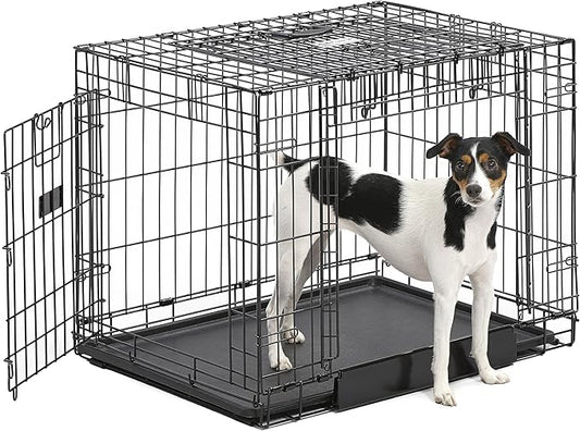 MidWest Homes for Pets Medium Ovation Double Door 30-inch Folding Metal Dog Crate, Front and Up & Away Side Doors, Space-Saving Design