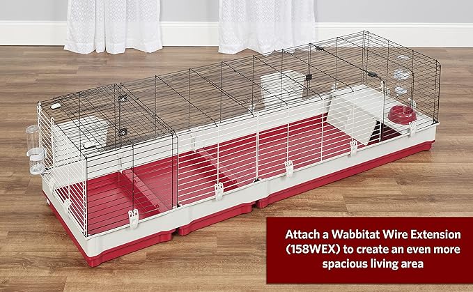 Midwest Homes for Pets Deluxe Rabbit & Guinea Pig Cage, XX-Large, White & Red