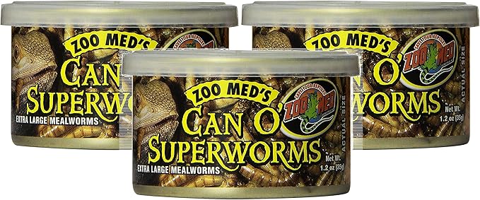 Zoo Med 3 Pack of Can O' SuperWorms, 1.2 Ounces Per Can
