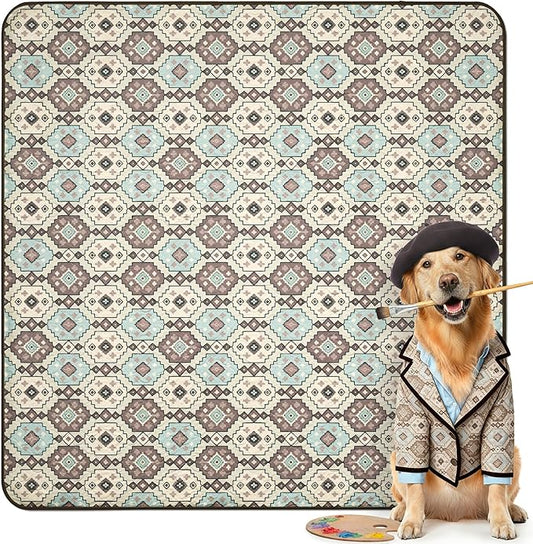 FXW Washable Pee Pads for Dogs, Puppy Pads with Super Absorbent, Specifically Designed for Rollick/Homeplus 24inch 8 Panels Dog Playpen, 63" Square, Tribal Beige, 1 Pack