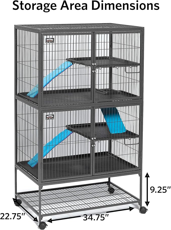 MidWest Homes for Pets Ferret Nation Double Unit Small Animal Cage, 4 Tiers, Includes Pans, Shelves, Ramps & Covers, for Ferrets & Small Animals