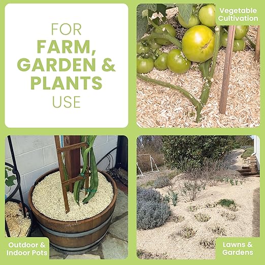 Garden Bed Organic Soil Conditioner - Hemp HURD Garden Mulch - Eco Friendly Potting Soil Aid - Moisture Retaining - Weed Suppressor - Perfect for Flowers & Vegetables - Grown in The US - 10 lbs.