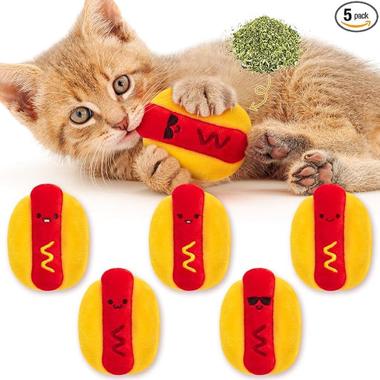 L1rabe Hot Dog Catnip Toys for Cats- Kitten Birthday Gifts for Cat Lovers by L1rabe